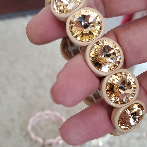 Roxanne Assoulin Gold and Cream Crystal Bracelet Stack - Picture 3 of 7